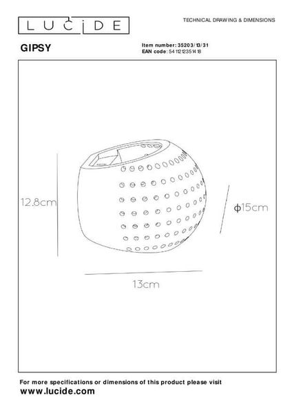 Lucide GIPSY Wandleuchte G9 Weiß 35203/13/31
