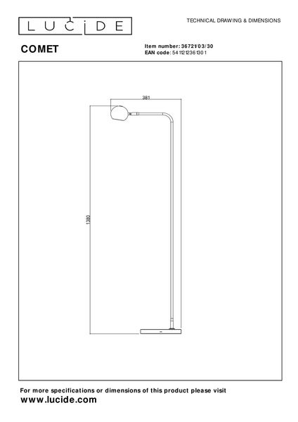 Lucide COMET LED Stehleuchte 3-Stufen-Dimmer 3W dimmbar drehbar Schwarz 36721/03/30