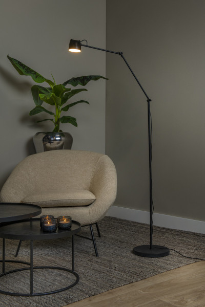 Lucide MILNE LED Stehlampe 8W dimmbar Warmweiss Modern Schwarz 44716/06/30