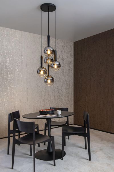 Lucide MARIUS Pendelleuchte 5x E27 Schwarz, Rauchfarbe Grau 45402/15/30