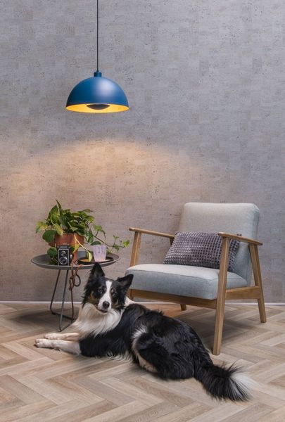 Lucide SIEMON Pendelleuchte E27 Blau, Mattes Gold, Messing 45496/01/35