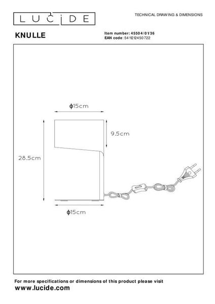 Lucide KNULLE Tischlampe E14 Grau 45504/01/36