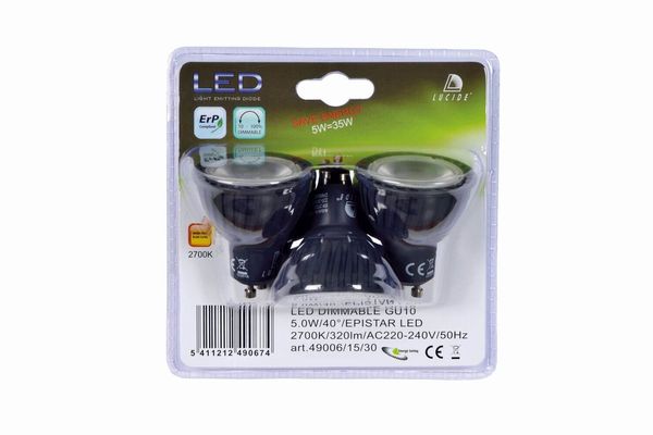 Lucide LED Lampe 3x GU10 3x 5W dimmbar Schwarz, Transparent 49006/15/30