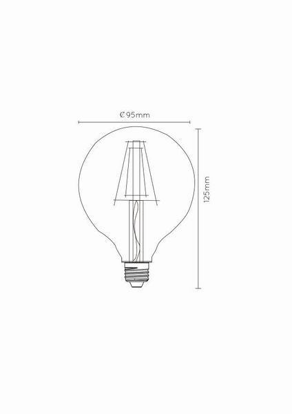 Lucide G95 LED Filament Lampe E27 5W dimmbar Transparent 49016/05/60
