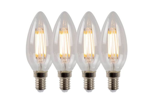 Lucide C35 LED Filament Lampe 4x E14 4x 4W dimmbar Transparent 49023/14/60