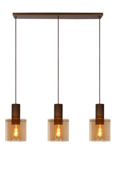 Lucide TOLEDO Pendelleuchte 3x E27 Amber, Kupfer 74405/03/62