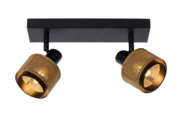 Lucide RAFA Deckenleuchte 2x E14 360° drehbar Schwarz, Mattes Gold, Messing 77980/02/30