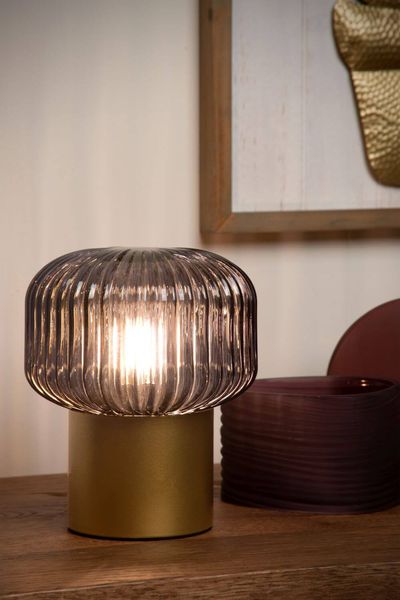Lucide JANY Tischlampe E14 Mattes Gold, Messing, Rauchfarbe Grau 78595/01/02