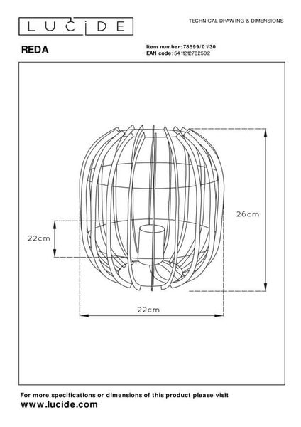 Lucide REDA Tischlampe E27 Schwarz 78599/01/30
