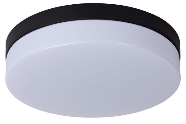 Lucide BISKIT LED Deckenleuchte 18W Schwarz, Opal Sensor IP44 79111/30/30
