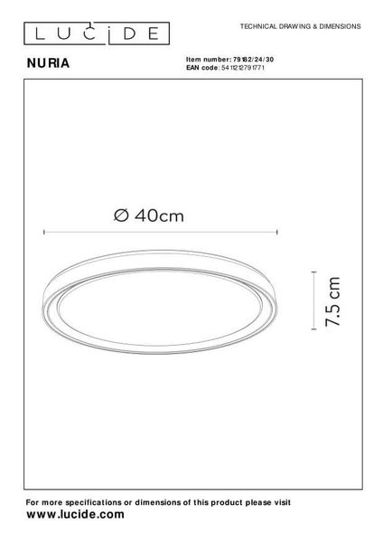 Lucide NURIA LED Deckenleuchte 3-Stufen-Dimmer 24W dimmbar Schwarz 79182/24/30