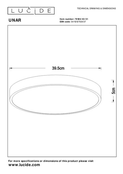 Lucide UNAR LED Deckenleuchte 3-Stufen-Dimmer 24W dimmbar Weiß, Opal 79185/40/31