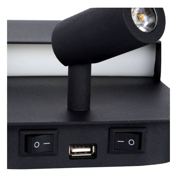 Lucide BOXER LED Wandleuchte USB Aufladung 10W 360° drehbar Schwarz 79200/08/30
