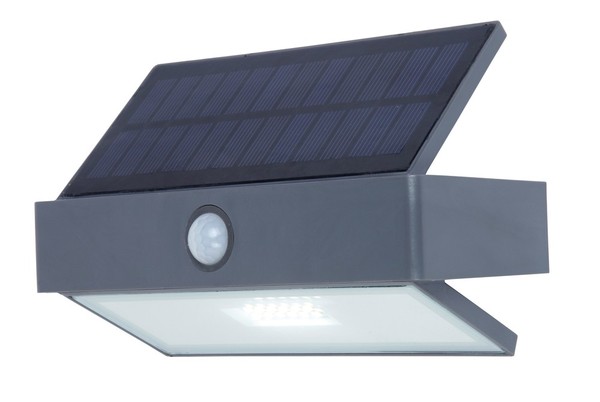 LUTEC Arrow LED Wandleuchte Solar 5000 K 2,3W IP44 Grau