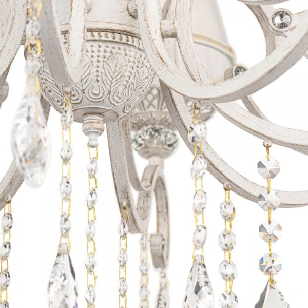 Maytoni Grace Kronleuchter, Hängeleuchte 10x E14 Weiss, Gold Organza