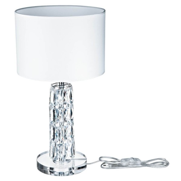 Maytoni Talento Tischleuchte, Tischlampe E27 Chrom Weiss Stoff