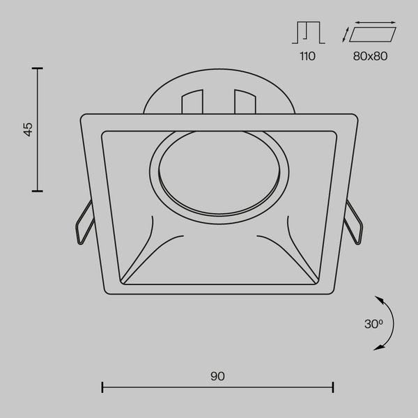 Maytoni Dot Downlight, Einbauleuchte GU10 4,5cm Schwarz