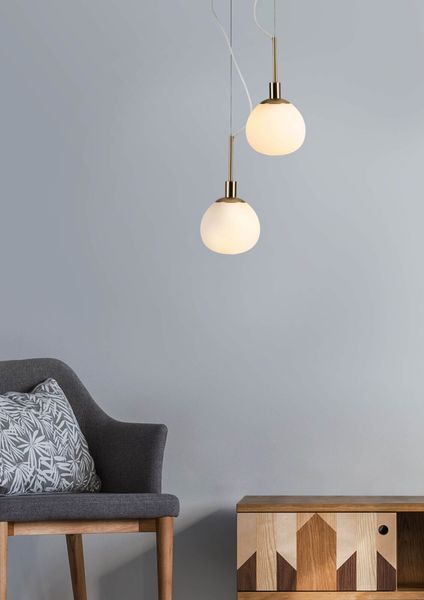 Maytoni Erich Pendelleuchte, Hängeleuchte E14 Nickel Weiss Glas