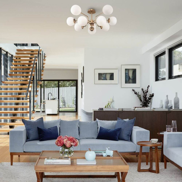 Maytoni Erich Pendelleuchte, Hängeleuchte 10x E14 Messing