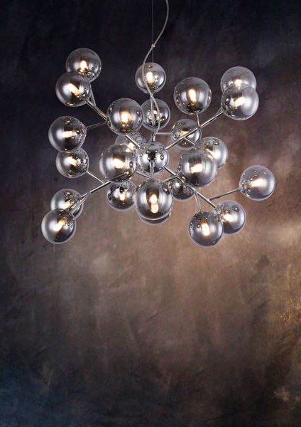 Maytoni Dallas Pendelleuchte, Hängeleuchte 24x G9 Chrom Rauchfarbe Glas