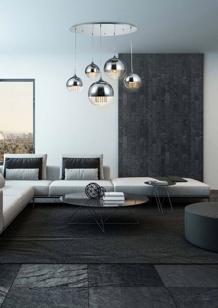 Maytoni Fermi Pendelleuchte, Hängeleuchte 5x E27 Nickel Glas