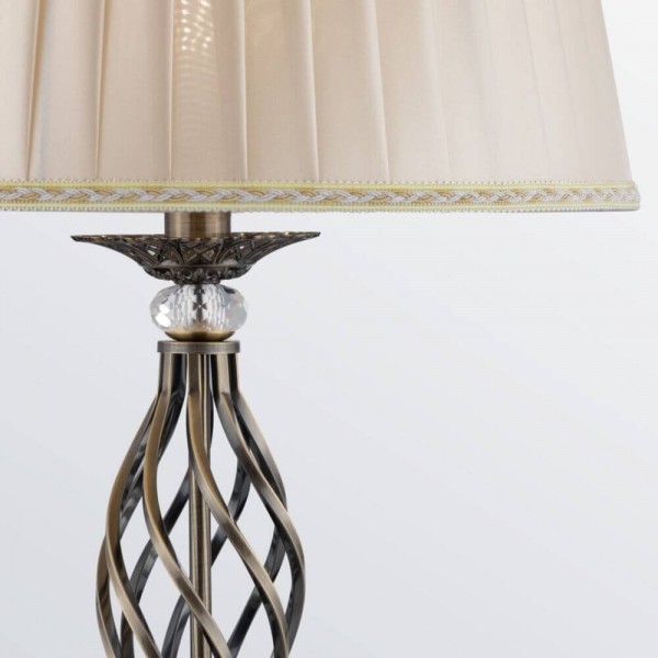 Maytoni Grace Stehleuchte, Stehlampe E14 Messing Beige Organza