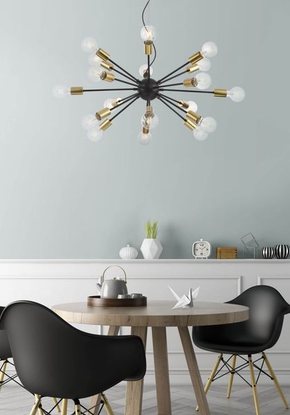 Maytoni Jackson Pendelleuchte, Hängeleuchte 18x E27 Schwarz Gold