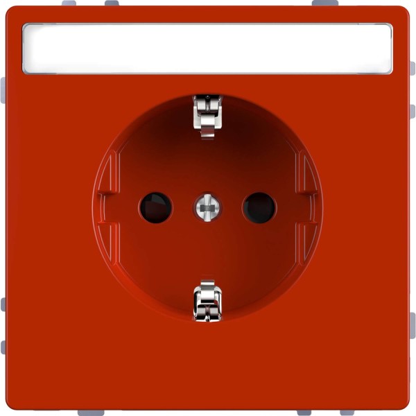 Merten MEG2302-6002 Schutzkontakt-Steckdose für Sonderstromkreise mit Schriftfeld, Berührungsschutz, Steckklemmen, ZSV, orange, System Design