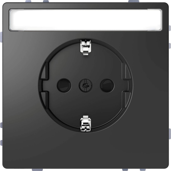 Merten MEG2302-6034 Schutzkontakt-Steckdose mit Schriftfeld, Berührungsschutz, Steckklemmen, Anthrazit, System Design