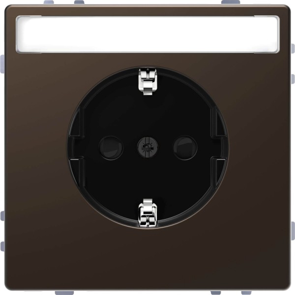 Merten MEG2302-6052 Schutzkontakt-Steckdose mit Schriftfeld, Berührungsschutz, Steckklemmen, Moccametallic, System Design