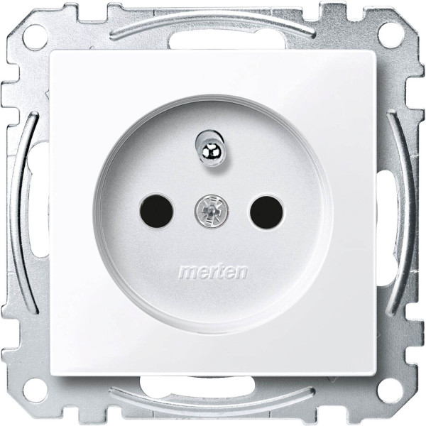 Merten MEG2500-0325 Steckdose mit Schutzkontaktstift, Berührungsschutz, Steckklemmen, aktivweiß, System M