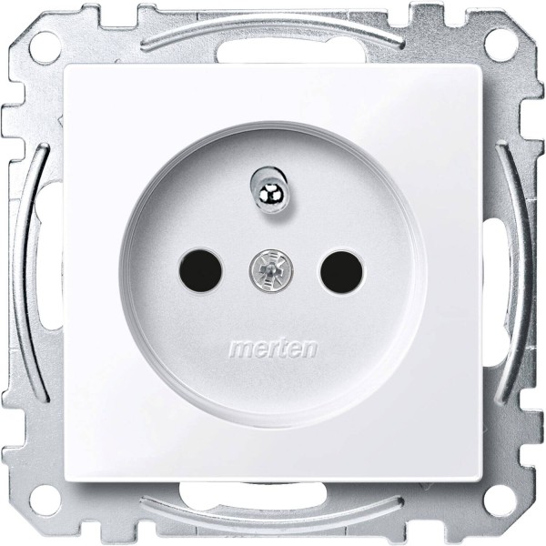 Merten MEG2600-0325 Steckdose mit Schutzkontaktstift, Schraub-Liftklemmen, Berührungsschutz, aktivweiß glänzend, System M