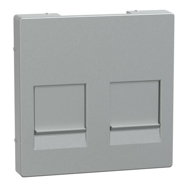 Merten MEG4562-0460 Zentralplatte für Modular Jack 2fach mit Staubschutzschieber, aluminium, System M