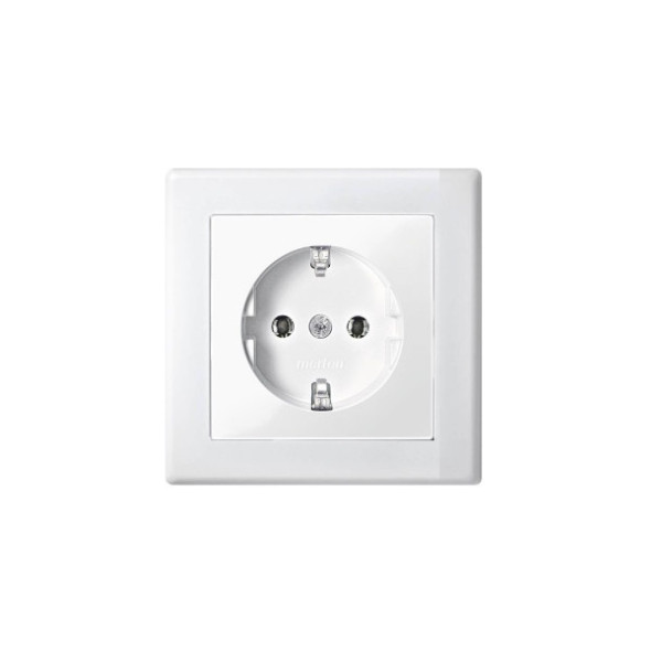 Merten - Steckdose mit Rahmen Kombination - System M Polarweiß glänzend
