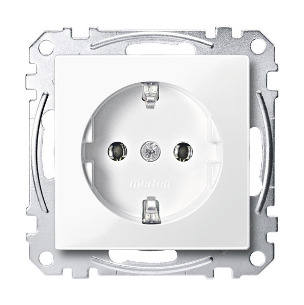 Merten - Steckdose mit Rahmen Kombination - System M Polarweiß glänzend