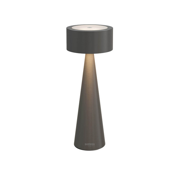 Sompex ELODY Akku-Tischlampe Graphit Gebürstet 1,9W steuerbare Lichtfarbe IP54 79046