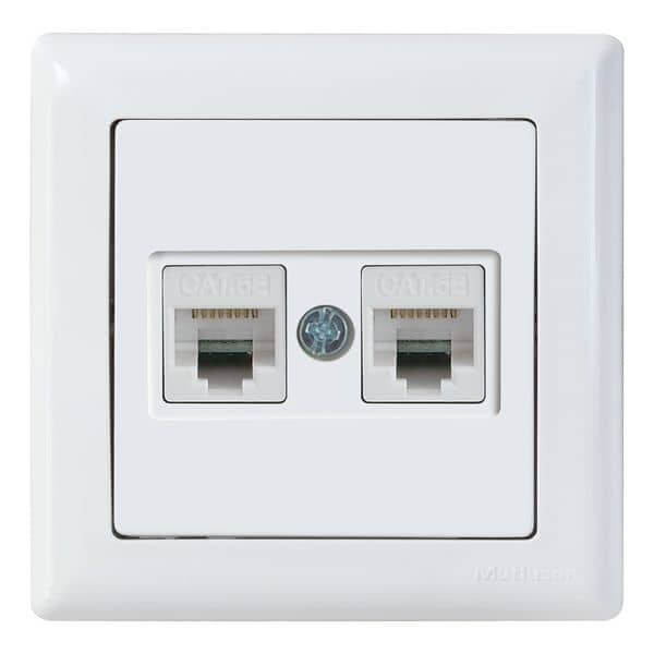 Mutlusan Daria Datenbuchse 2-fach CAT6 Internet Netzwerk Weiss