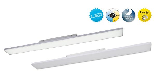 Näve Deckenleuchte CARENTE 119,5x10cm Steuerbare Lichtfarbe weiß dimmbar RGB 1351323