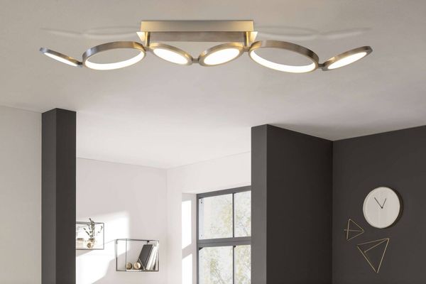 Näve Deckenleuchte STELARI 100x19cm Warmweiss stahl-blank dimmbar 1363750