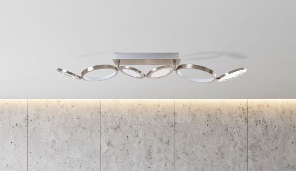 Näve Deckenleuchte STELARI 100x19cm Warmweiss stahl-blank dimmbar 1363750