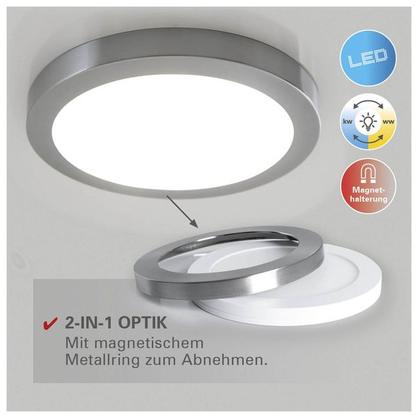 Näve LED Deckenleuchte BONUS Ø33cm 24W Steuerbare Lichtfarbe chrome RGB 1366042