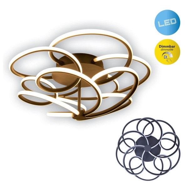 Näve LED Deckenleuchte RIZADO Ø57cm 49,48W Warmweiss schwarz dimmbar 1386822