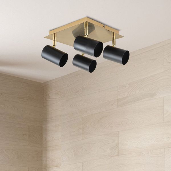 Näve GU10 Deckenleuchte FRIDA 22x22cm schwarz-gold 1395022