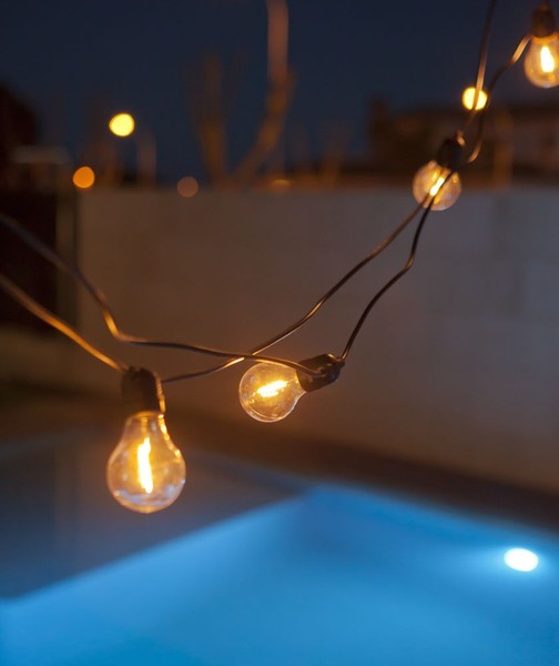 NewGarden ALLEGRA LED Lichterkette braun 8m für Steckdose E27 Innen & Außen IP44