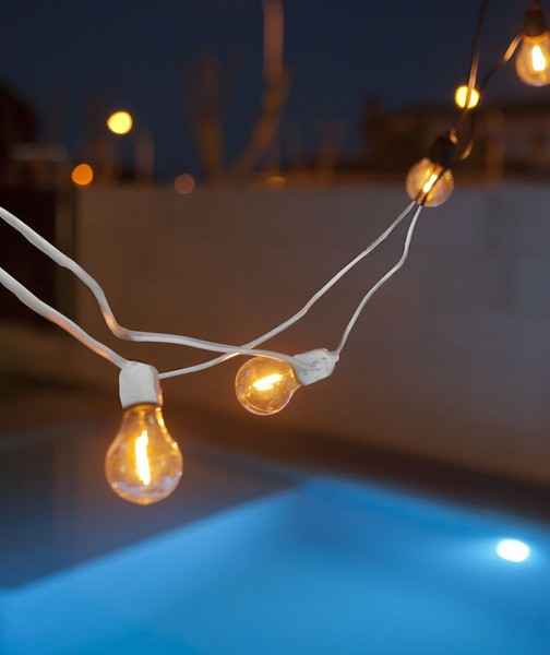 NewGarden ALLEGRA LED Lichterkette weiss 8m für Garten und Balkon E27 Innen & Außen IP44