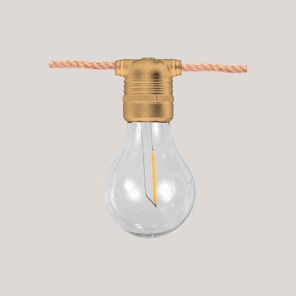 NewGarden ALLEGRA Solar LED Lichterkette + Akku braun für Balkon und Terrasse E27 Innen & Außen IP44