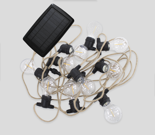 NewGarden ALLEGRA Solar LED Lichterkette + Akku schwarz für Balkon und Garten E27 Innen & Außen IP44