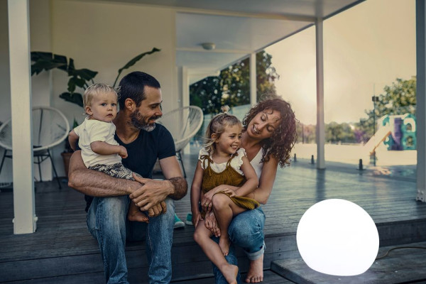 NewGarden BULY 50 LED runde Terrassenleuchte im Kugel-Design 50cm E27 Innen & Außen IP65