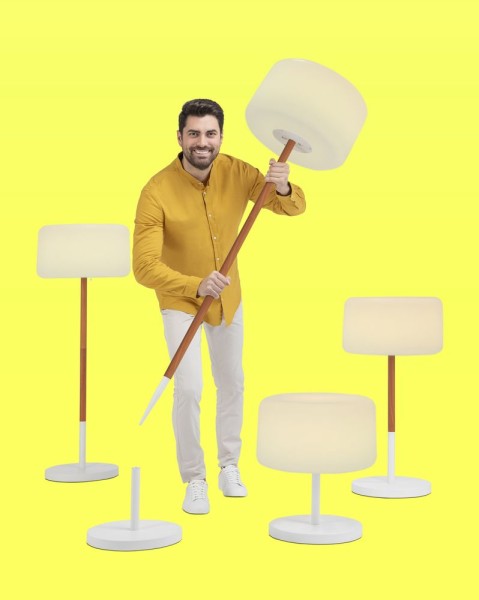 NewGarden CHLOE PLANT WOOD LED Solar Stehlampe variable Höhe Holz + RGB, Akku Innen & Außen IP65