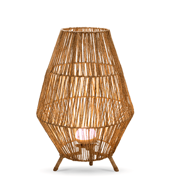 NewGarden SISINE 70 LED kabellose Stehleuchte Naturfaser 70cm Akku + Fernbedienung Innen & Außen IP54